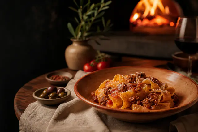 Pasta servie près du four Antony